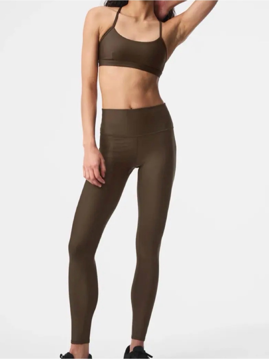 Alo Airlift 7/8 Espressso Leggings And Intrigue Bra Xs